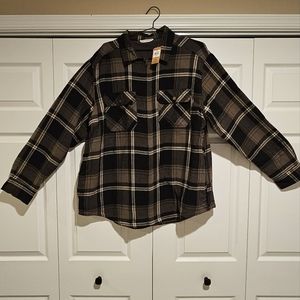 Field & Stream XXL Fleece Lined Shirt Jacket, Hopkins Plaid Green